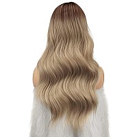 Feshfen Long Ombre Blonde Wigs For Women 22 Inch Brown To Blonde Long Wavy Full Wig Middle Parting Wigs Natural Looking Syntheti