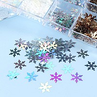 Snowflake Glitter Nail Art Sequins 3D Christmas Snowflake Sparkly Flakes Design 12 Colors Snowflake Nail Art Supplies For Wome