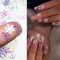 Snowflake Glitter Nail Art Sequins 3D Christmas Snowflake Sparkly Flakes Design 12 Colors Snowflake Nail Art Supplies For Wome