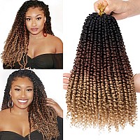 Leeven 10 Inch 3 Tones Pre Twisted Passion Twist Crochet Braids Hair 8 Packs Prelooped Short Passion Twists Hair 1B3027 Ombr