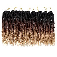 Leeven 10 Inch 3 Tones Pre Twisted Passion Twist Crochet Braids Hair 8 Packs Prelooped Short Passion Twists Hair 1B3027 Ombr