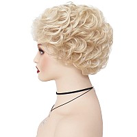 Gnimegil Lightest Blonde Wig Short Curly Hair Wigs For Women Fluffy Cosplay Wig Synthetic Halloween Costume Party Wig