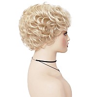 Gnimegil Lightest Blonde Wig Short Curly Hair Wigs For Women Fluffy Cosplay Wig Synthetic Halloween Costume Party Wig