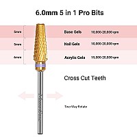 Melodysusie Upgrade 5 In 1 Nail Drill Bits 332 Carbide Tungsten Multifunction Mixed Sizes Edition Suitable For Manicure Pe