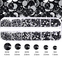 Belicey Nail Art Rhinestones Black Flatback Round Rhinestones Charms Nail Gem Stones With K9 Bling Glass Crystals Diamonds Jewel