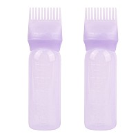 Framendino 2 Pack Purple Root Comb Applicator Bottle Hair Dye Bottle Plastic Hair Oil Squeeze Bottles With Graduated Scale For