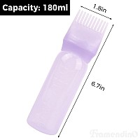 Framendino 2 Pack Purple Root Comb Applicator Bottle Hair Dye Bottle Plastic Hair Oil Squeeze Bottles With Graduated Scale For