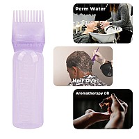 Framendino 2 Pack Purple Root Comb Applicator Bottle Hair Dye Bottle Plastic Hair Oil Squeeze Bottles With Graduated Scale For