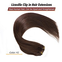 Licoville Clip In Hair Extensions Real Human Hair Dark Brown 70Grams 7Pcs Silky Straight Double Weft Clips Hair Extensions For W