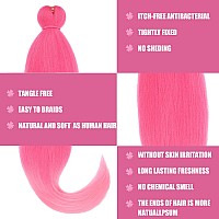 Leeven 26 Inch Pink Braiding Hair Pre Stretched Extensions 2 Packs Box Braids Yaki Texture Crochet Braids Hair Hot Water Setting