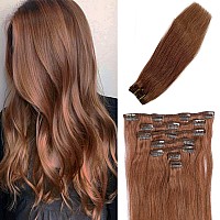 Auburn Hair Extensions Clip In Human Hair 15 Inch 70Grams Thick Full 30 Medium Auburn Clip On Hair Extensions Real Human Hair D