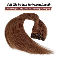 Auburn Hair Extensions Clip In Human Hair 15 Inch 70Grams Thick Full 30 Medium Auburn Clip On Hair Extensions Real Human Hair D