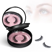 Buqikma Eyelash Storage Box 2 Layers Circle Eyelash Box With Mirror Empty Travel Eyelash Storage Case Organizers With Lash Hol