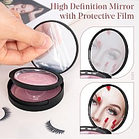 Buqikma Eyelash Storage Box 2 Layers Circle Eyelash Box With Mirror Empty Travel Eyelash Storage Case Organizers With Lash Hol