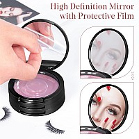 Buqikma Eyelash Storage Box 3 Layers Circle Eyelash Box With Mirror Empty Travel Eyelash Storage Case Organizers With Lash Hol