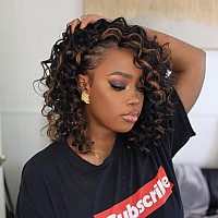 Toyotree Ocean Wave Crochet Hair 9 Inch 8 Packs Brown Highlight Short Curly Deep Wave Crochet Hair Synthetic Ocean Wave Braid