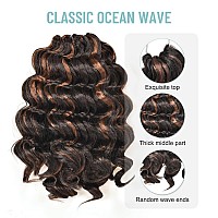 Toyotree Ocean Wave Crochet Hair 9 Inch 8 Packs Brown Highlight Short Curly Deep Wave Crochet Hair Synthetic Ocean Wave Braid