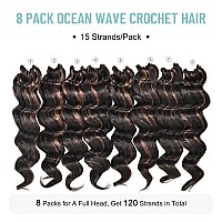 Toyotree Ocean Wave Crochet Hair 9 Inch 8 Packs Brown Highlight Short Curly Deep Wave Crochet Hair Synthetic Ocean Wave Braid