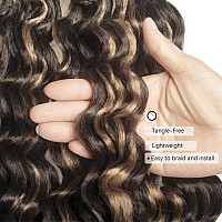 ToyoTree Ocean Wave Crochet Hair - 12 Inch 8packs Light Brown Mix Blonde Crochet Braids, Synthetic Braiding Hair Extensions (12 inch, P4/27)