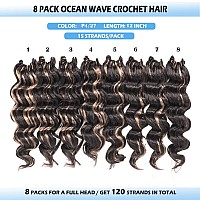 ToyoTree Ocean Wave Crochet Hair - 12 Inch 8packs Light Brown Mix Blonde Crochet Braids, Synthetic Braiding Hair Extensions (12 inch, P4/27)