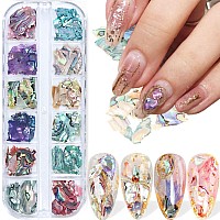 Abalone Seashell Nail Art Sequins, 3D Irregular Thin Nail Art Glitter Flakes Design, Mermaid Shell Slices Decorations Uv Gel Shiny Accessories, Ocean Rivet Acrylic Nails Supplies For Women Girls