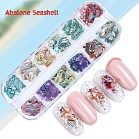 Abalone Seashell Nail Art Sequins, 3D Irregular Thin Nail Art Glitter Flakes Design, Mermaid Shell Slices Decorations Uv Gel Shiny Accessories, Ocean Rivet Acrylic Nails Supplies For Women Girls