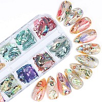 Abalone Seashell Nail Art Sequins, 3D Irregular Thin Nail Art Glitter Flakes Design, Mermaid Shell Slices Decorations Uv Gel Shiny Accessories, Ocean Rivet Acrylic Nails Supplies For Women Girls