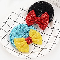 8PCS Sequin Mouse Ears Hair Clips Glitter Hair Bows Cute Mice Ears Hair Clips Barrettes for Women Girls Hair Accessories for Costume Party Favor Halloween Christmas Decoration