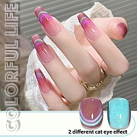 Ahamiou 9D Cat Eye Gel Polish Set Crystal Dopamine Magnetic Gel Nail Polish Kit Chameleon Galaxy Glitter Cat Eye Effect Nail Art