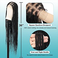 Kalyss Knotless Braided Wig For Women Box Braided Lace Front Wigs With Baby Hair 13X8 Inch Black Braided Wig Human Hair Blended