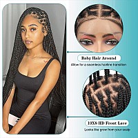 Kalyss Knotless Braided Wig For Women Box Braided Lace Front Wigs With Baby Hair 13X8 Inch Black Braided Wig Human Hair Blended