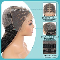 Kalyss Knotless Braided Wig For Women Box Braided Lace Front Wigs With Baby Hair 13X8 Inch Black Braided Wig Human Hair Blended