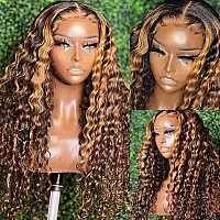 Hermosa Deep Wave 427 Highlight Hd Transparent Lace Front Wigs Human Hair Pre Plucked With Baby Hair 180 Density 4X4 Lace Clos