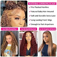 Hermosa Deep Wave 427 Highlight Hd Transparent Lace Front Wigs Human Hair Pre Plucked With Baby Hair 180 Density 4X4 Lace Clos