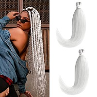 Leeven White Braiding Hair Pre Stretched 2 Packs Kanekalon Ombre Jumbo Braiding Hair Extensions 26 Inch High Temperature Synthet