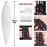 Leeven White Braiding Hair Pre Stretched 2 Packs Kanekalon Ombre Jumbo Braiding Hair Extensions 26 Inch High Temperature Synthet