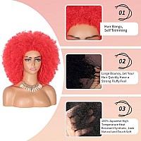 Kalyss 16 Womens Long Afro Wigs For Black Women 70S Afro Kinky Curly Red Wigs Large Bouncy And Soft Natural Looking Premium S