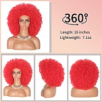 Kalyss 16 Womens Long Afro Wigs For Black Women 70S Afro Kinky Curly Red Wigs Large Bouncy And Soft Natural Looking Premium S