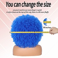 Kalyss 16 Womens Long Afro Wigs For Black Women 70S Afro Kinky Curly Blue Wigs Large Bouncy And Soft Natural Looking Premium