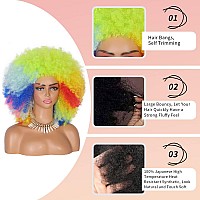 Kalyss 16 Womens Long Afro Wigs For Black Women 70S Afro Kinky Curly Rainbow Wigs Large Bouncy And Soft Natural Looking Premi