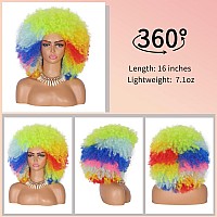 Kalyss 16 Womens Long Afro Wigs For Black Women 70S Afro Kinky Curly Rainbow Wigs Large Bouncy And Soft Natural Looking Premi