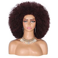 Kalyss 16 Womens Long Afro Wigs For Black Women 70S Afro Kinky Curly Black Cherry Wigs Large Bouncy And Soft Natural Looking