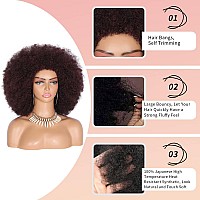 Kalyss 16 Womens Long Afro Wigs For Black Women 70S Afro Kinky Curly Black Cherry Wigs Large Bouncy And Soft Natural Looking