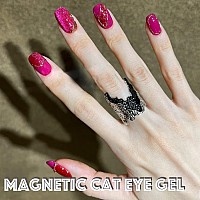 Ahamiou Crystal Cat Eye Gel Polish Kits Magnetic Nail Polish Set Holographic Cats Shiny Diamond Glitter Gel With Magnet Stick D