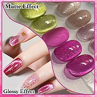 Ahamiou Crystal Cat Eye Gel Polish Kits Magnetic Nail Polish Set Holographic Cats Shiny Diamond Glitter Gel With Magnet Stick D