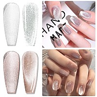 Ahamiou Crystal Cat Eye Gel Polish Kits Magnetic Nail Polish Set Holographic Cats Eyes Gel Nail Polish Shiny Diamond Glitter Gel