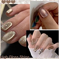 Ahamiou Crystal Cat Eye Gel Polish Kits Magnetic Nail Polish Set Holographic Cats Eyes Gel Nail Polish Shiny Diamond Glitter Gel