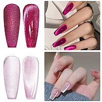 Ahamiou Crystal Cat Eye Gel Polish Kits Magnetic Nail Polish Set Holographic Cats Eyes Gel Nail Polish Shiny Diamond Glitter Gel