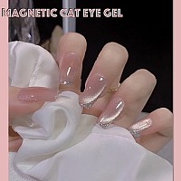 Ahamiou Crystal Cat Eye Gel Polish Kits Magnetic Nail Polish Set Holographic Cats Eyes Gel Nail Polish Shiny Diamond Glitter Gel