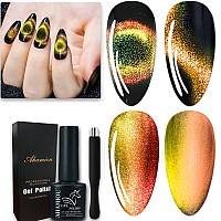 Ahamiou 9D Cat Eye Gel Nail Polish Magnetic Nail Polish Holographic Cats Eyes Gel Nail Polish Gel With Chameleon Magic Effect Wi